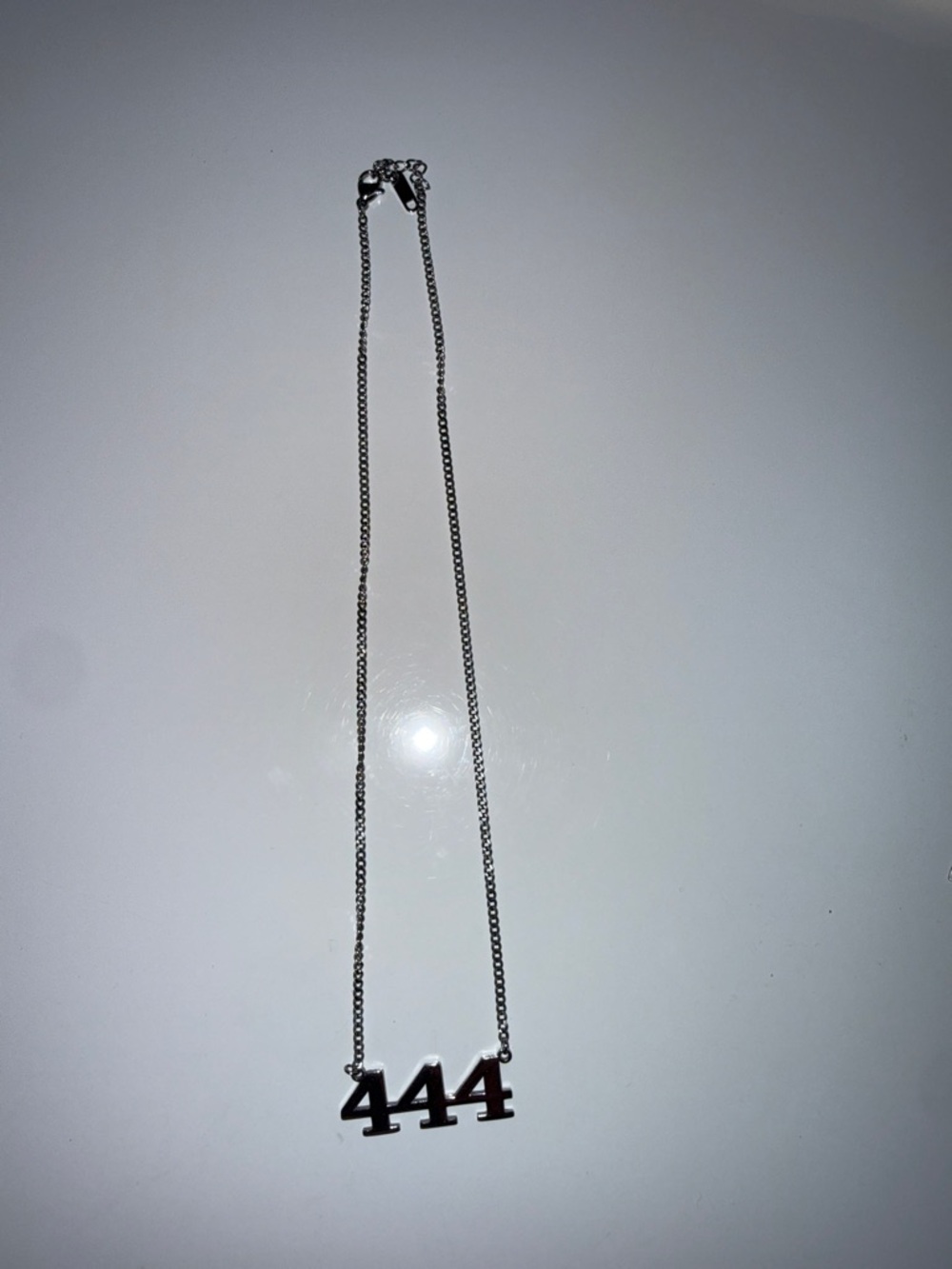 Silver '444' Number Pendant Necklace
